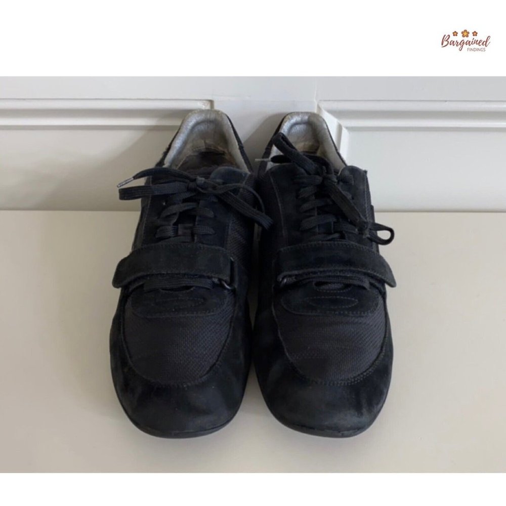 Authentic Louis Vuitton Black Mesh & Suede LV Logo Low Top Sneakers 38/8 - Picture 5 of 13